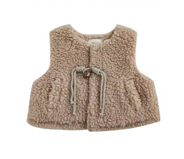 Teddy Fell Weste Dunkelbeige